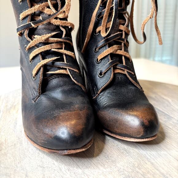 Freebird Holis Boots Women's Black Distressed Leather Lace Up Ankle Booties Sz 7 - Picture 5 of 11